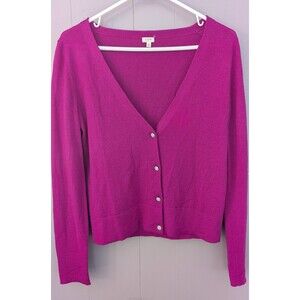 J Crew 100% Merino Wool Cardigan Sweater Top Style 99545 Size Small Pink Pockets